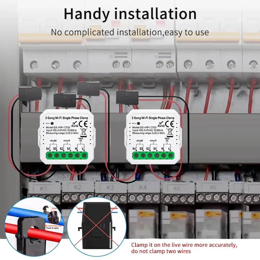 Thumbnail: Smart WiFi Energy Meter 100-240V 80A Current Transformer Clamp Solar PV System P