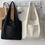 Thumbnail: Shopping Bags Solid Color Canvas Tote Bag Shoulder Bags Fashion Casual Garden Ec