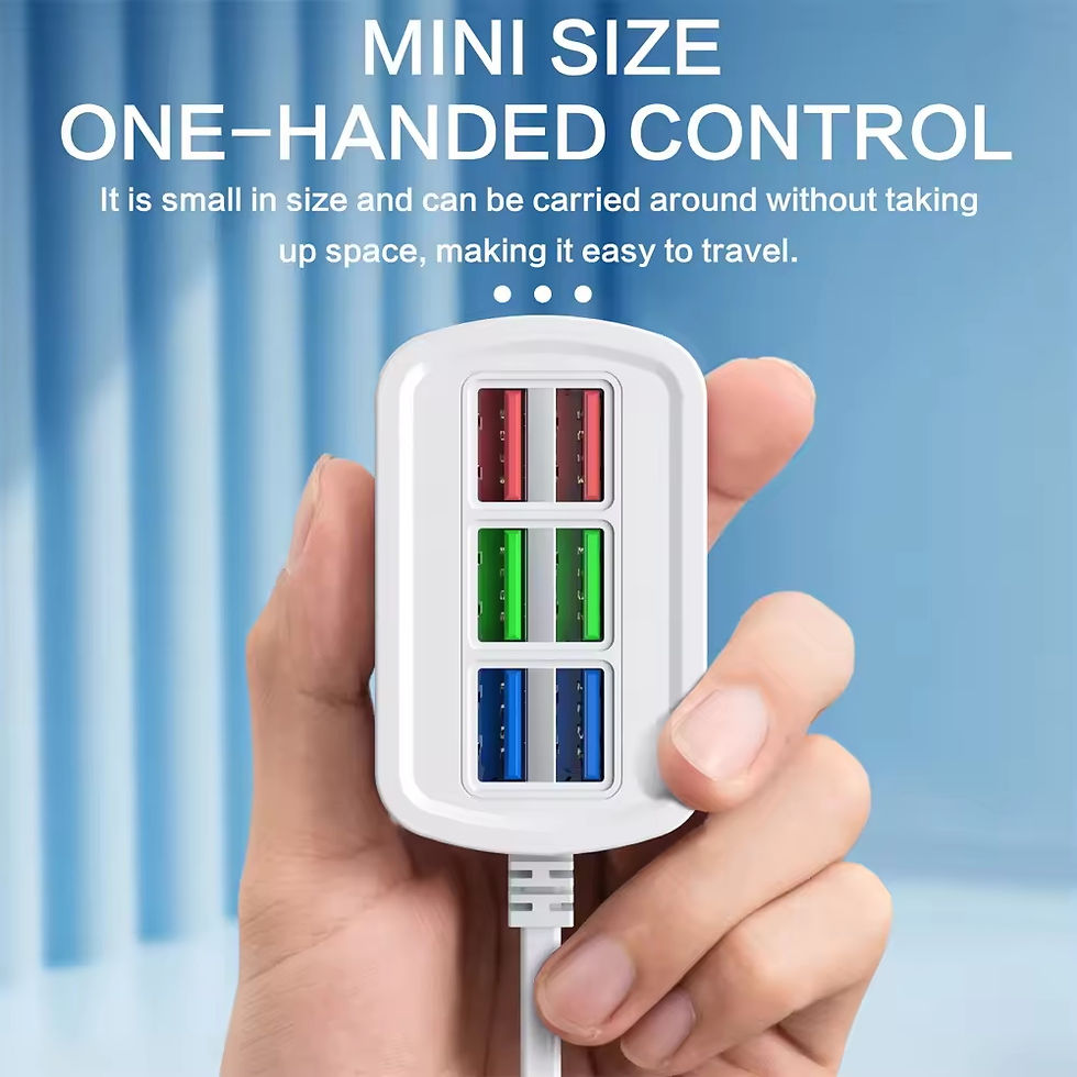 Thumbnail: 6 USB Charger Power Strip Universal Fast Charging EU/US Plug Phone Charger Adapt