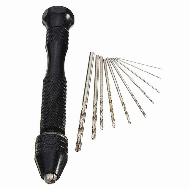 Thumbnail: Mini Tool Set with Black Hand Twist Drill 10Pcs Fried Dough Twists Drill for Woo