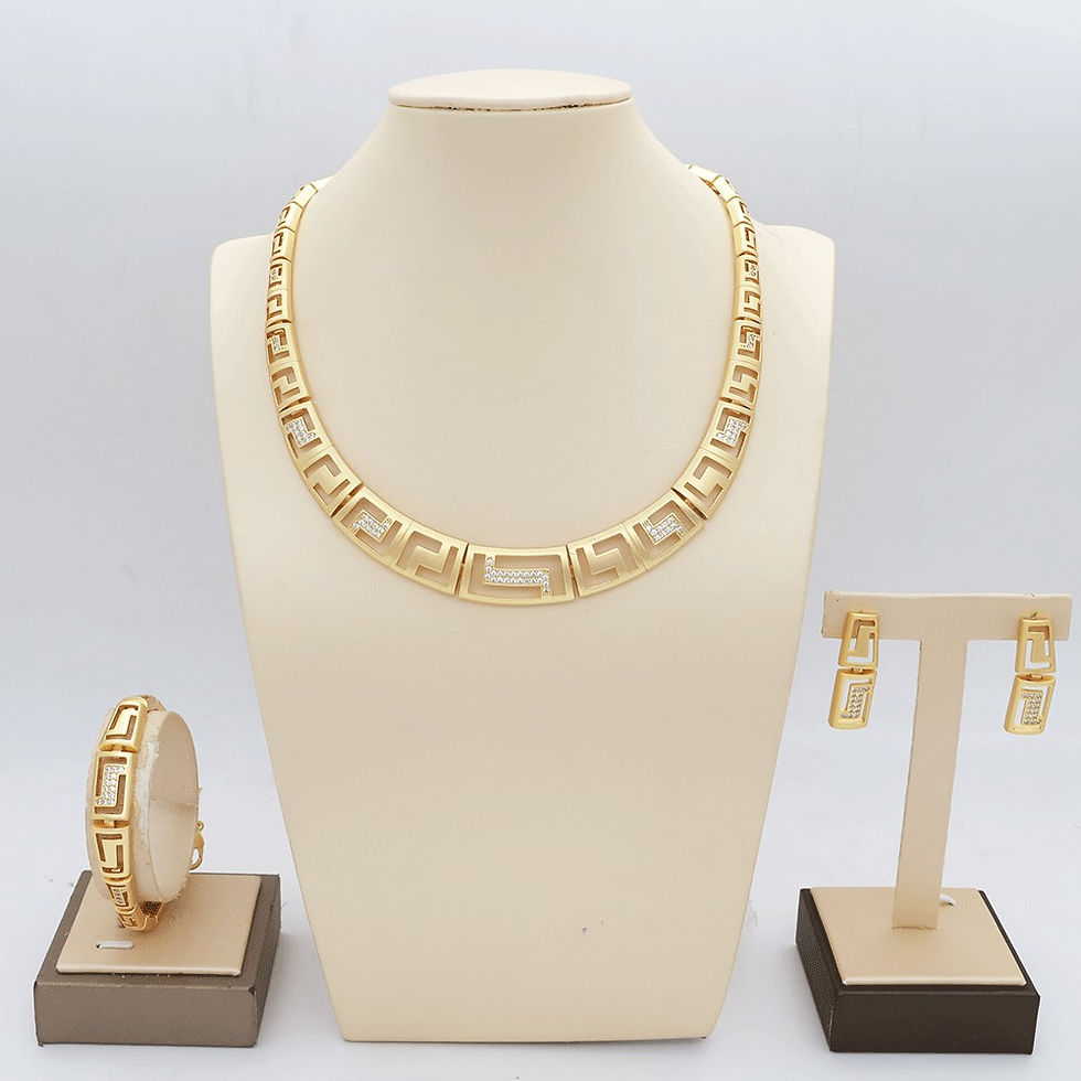 Thumbnail: Dubai Vintage Jewelry Sets For Women Luxury Design Shiny Zircon Gold Plated Neck