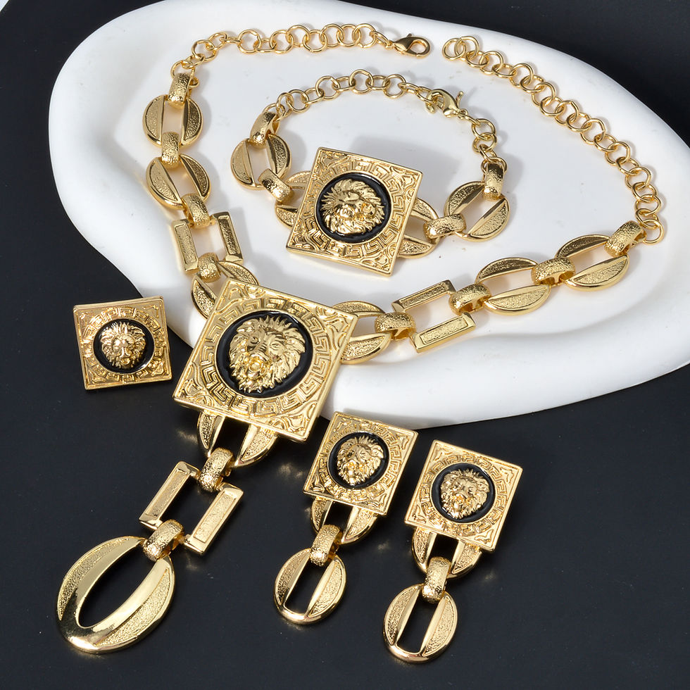 Thumbnail: Gold Plated Jewelry Set  For Women African Indian Dubai Wedding Jewellery Luxury