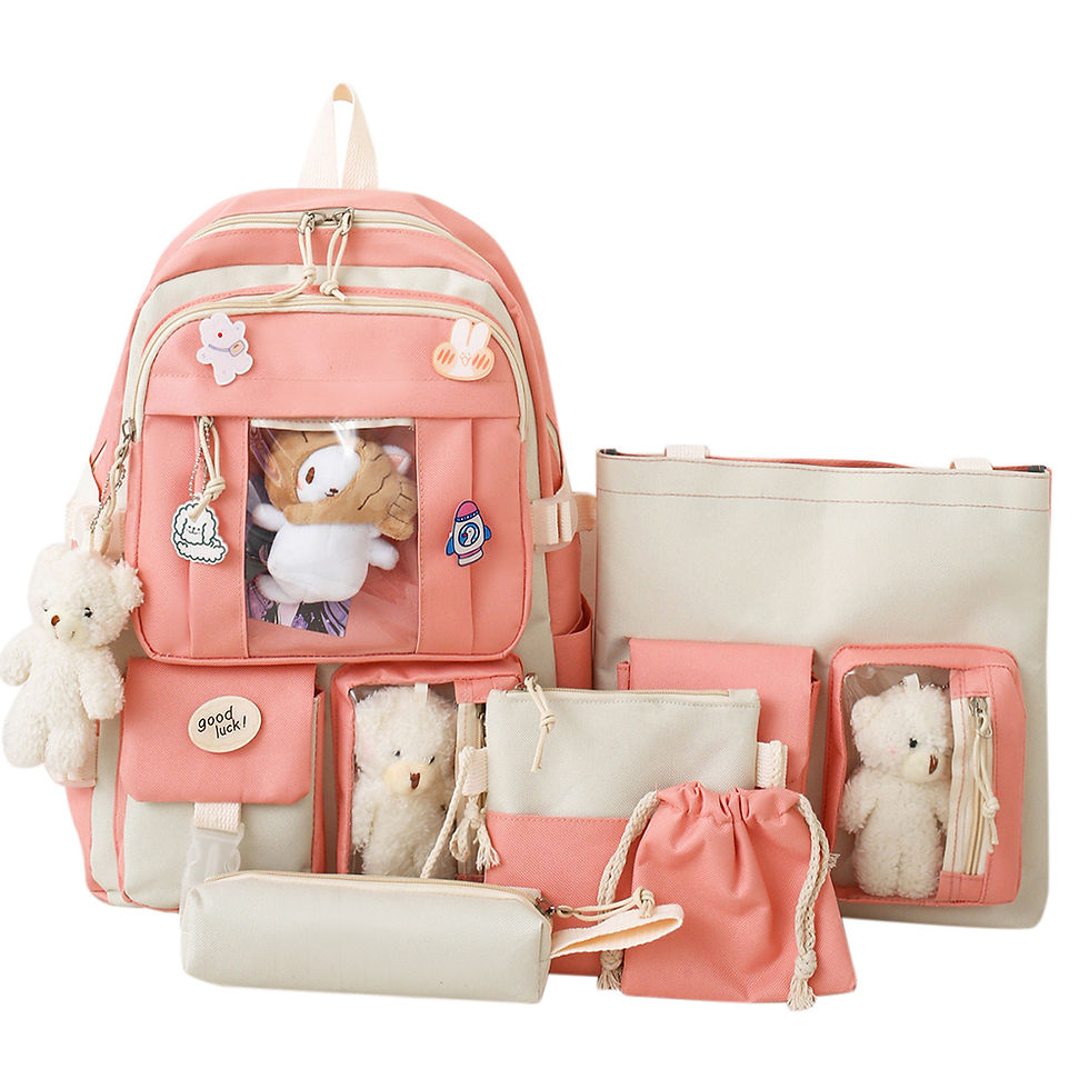 Thumbnail: 5pcs Girls Backpack School Bags for Teenage Girls Multipockets Backpack Women Mo
