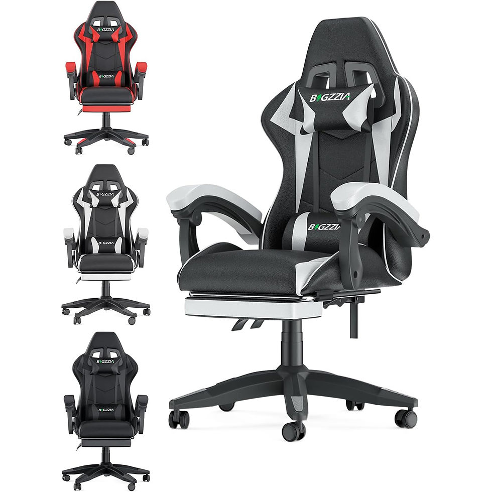 Thumbnail: Gaming Chair with Footrest Gamer Chairs Ergonomic with Lumbar Cushion Headrest G