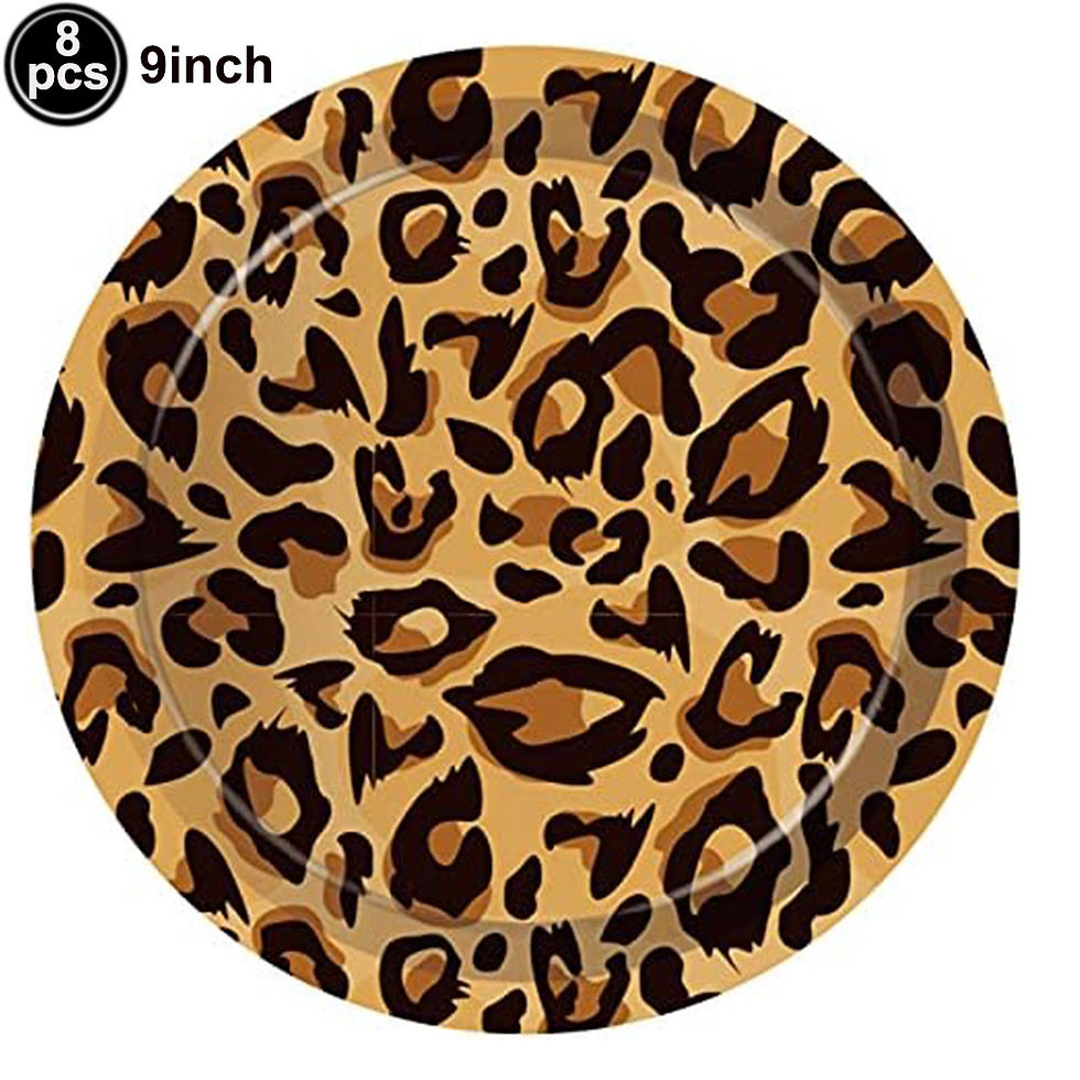 Thumbnail: Jungle Animal Print Party Paper Plates Tiger Giraffe Leopard Disposable Plate Ki