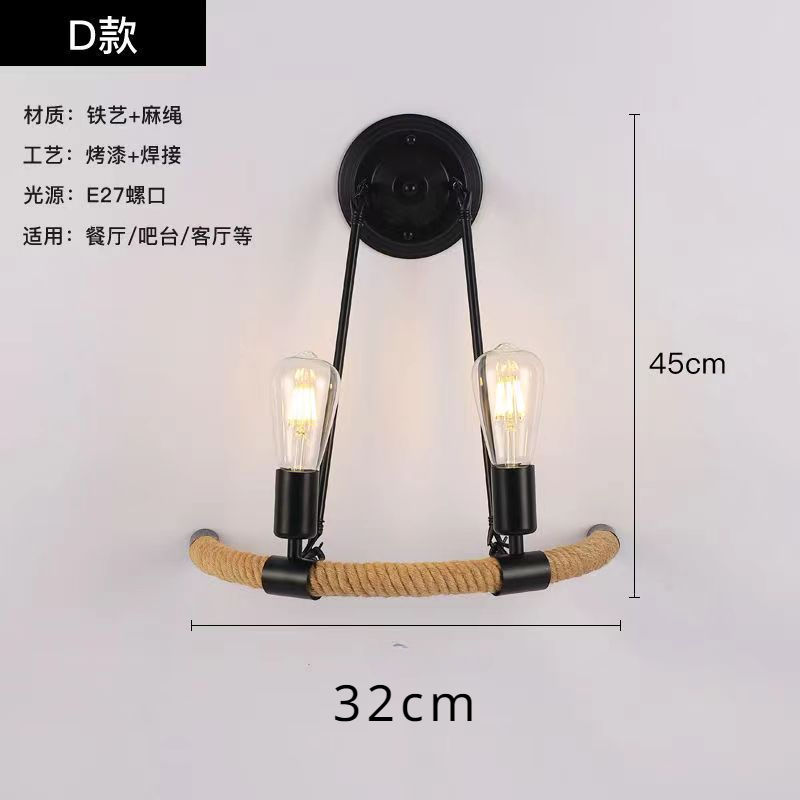 Thumbnail: Wall Decor  Lamp for Bedroom American Twine Retro Industrial Style Creative Vill