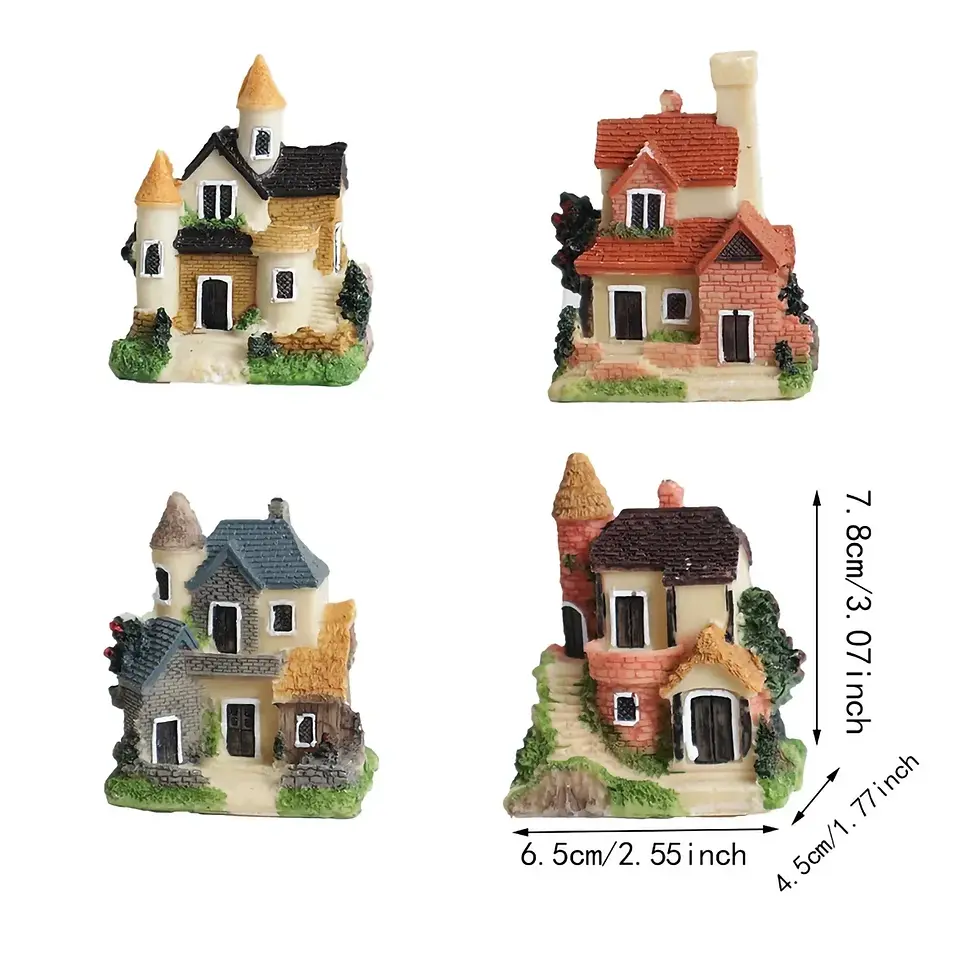 Thumbnail: 4pcs-Miniature Decor Resin Decoration Craft House Fairy Garden Micro Landscape H