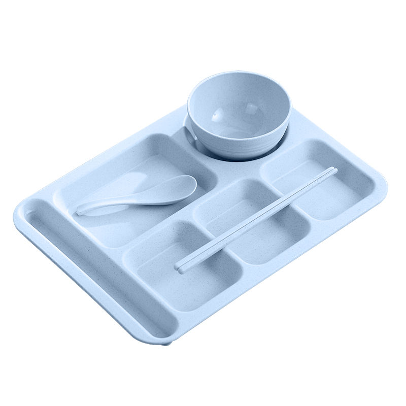 Thumbnail: 1Set Student Meal Plate Fast Food Bowls Anti-fall Household Meal Plate Separatio