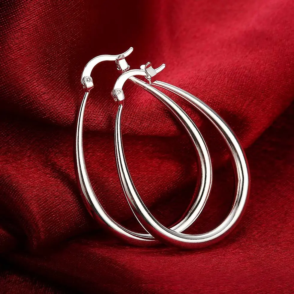 Thumbnail: 925 Sterling Silver 18K gold plated 4.4cm oval earrings for women Fashion Party