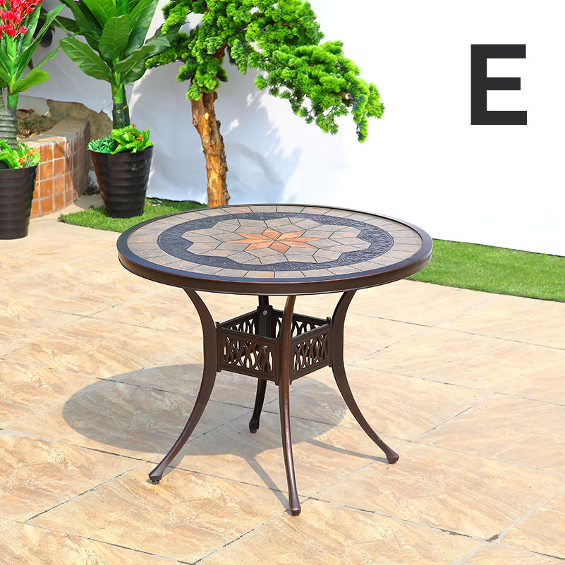 Thumbnail: 80cm Outdoor Table Marble Tiles Design Dining Table Courtyard Leisure Rust-Resis