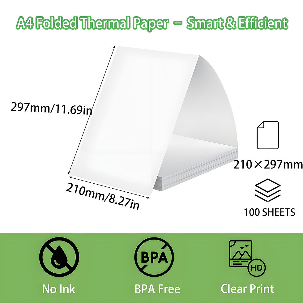 Thumbnail: 100 Sheets A4 Thermal Paper, Foldable for Portable Printers, Ideal for Office, H