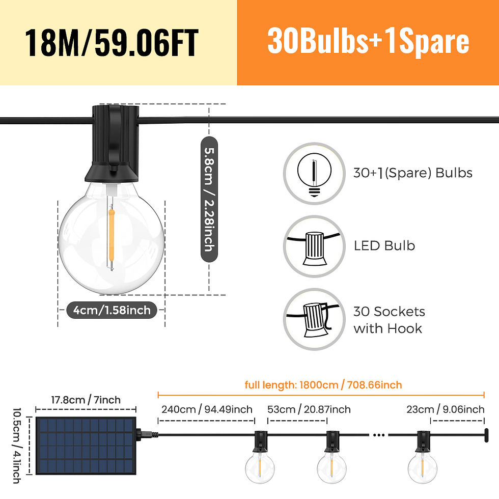 Thumbnail: Solar String Lights Outdoor G40 Patio Lights with LED Shatterproof Bulbs,Weather