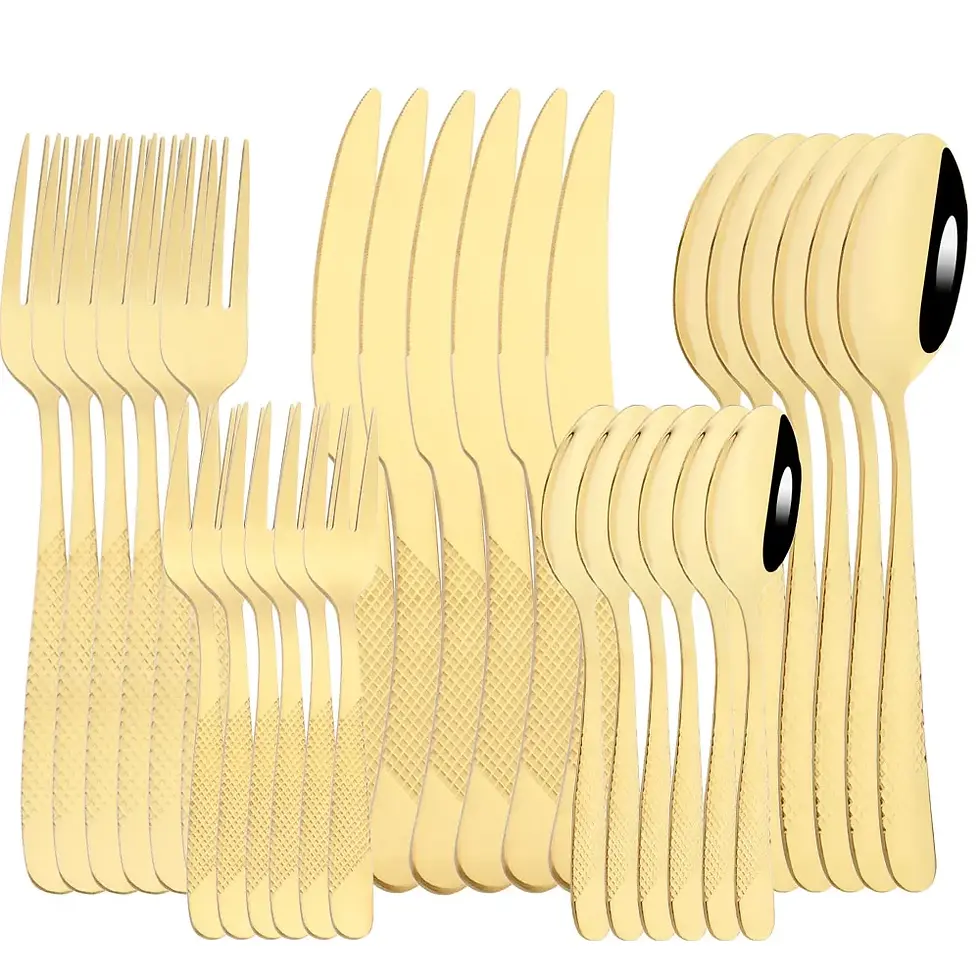 Thumbnail: 30pcs Cutlery Sets Stainless Steel Tableware Set Knife Fork Spoon Flatware Weste