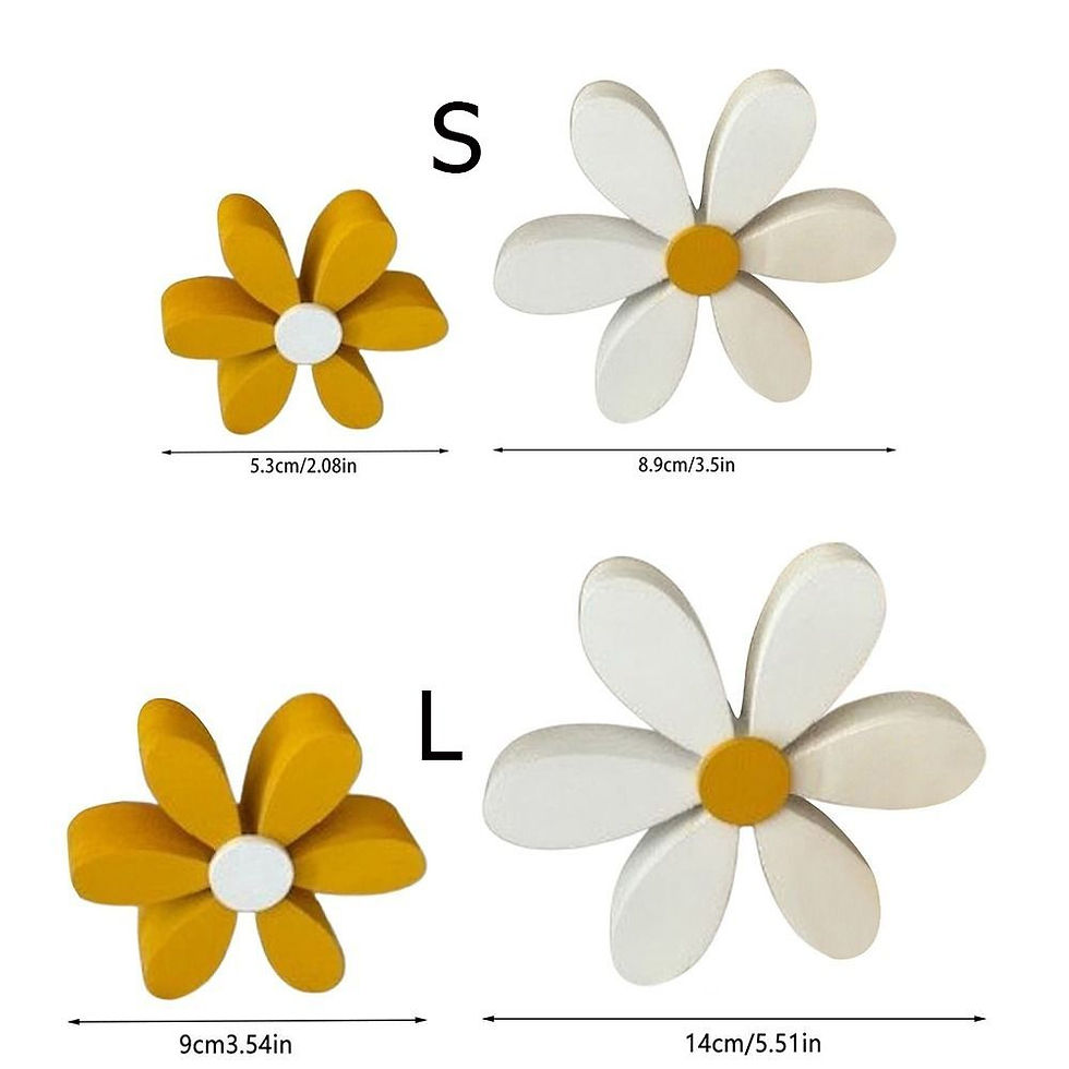 Thumbnail: Yellow-White Color Wooden Daisy Decor Set Rustic Style 3D Design 3D Floral Ornam