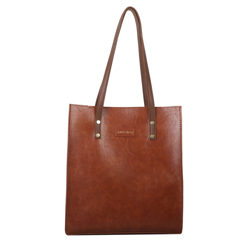 Thumbnail: Women's Handbag Retro Simple PU Commuting Handbag Large Capacity Water Bucket Ca