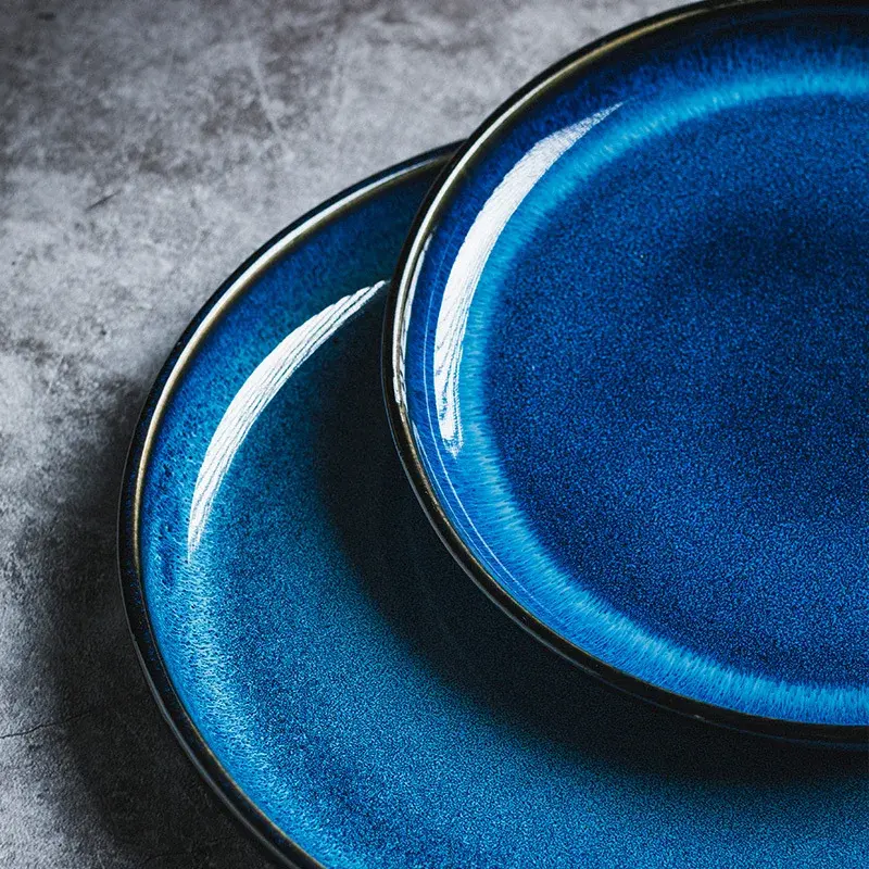 Thumbnail: 4size Tray for Decoration Blue Dishes for Serving Kiln Change Dinner Set 12 Peop