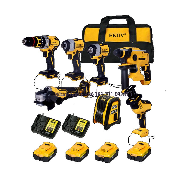 Thumbnail: EKIIV Power Tools DW2107 Seven in One Electric 4.0ah 21v Combo Kit Set  Brushles