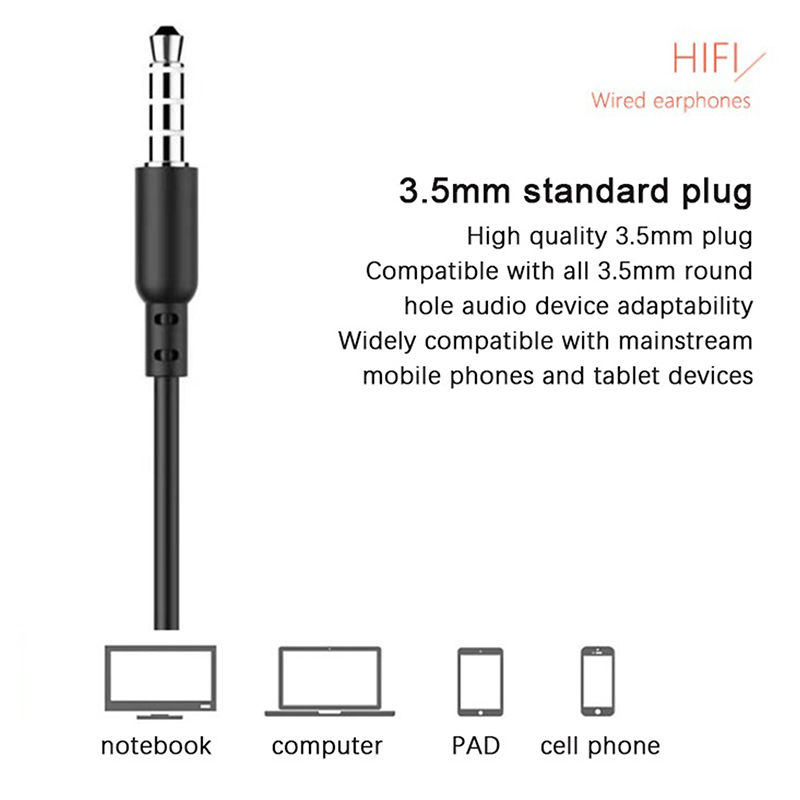 Thumbnail: Headset 2 Color Optional 3.5mm Earbuds High Quality In-ear For Phone Computer He