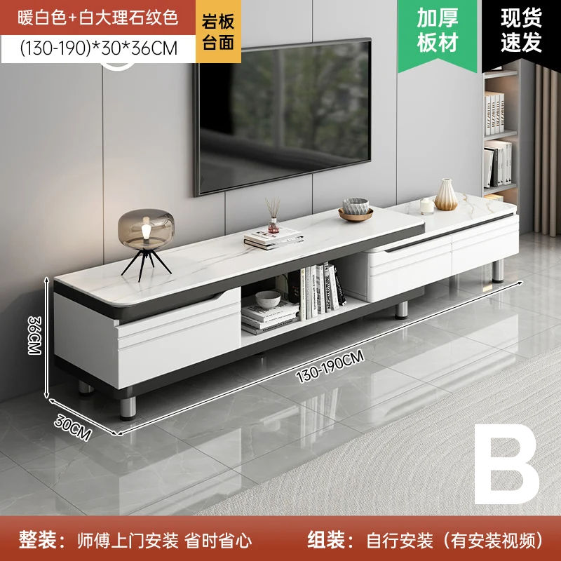 Thumbnail: Modern LED TV Stand for Televisions Up Coffee Table Glass Shelves and Drawer Gam