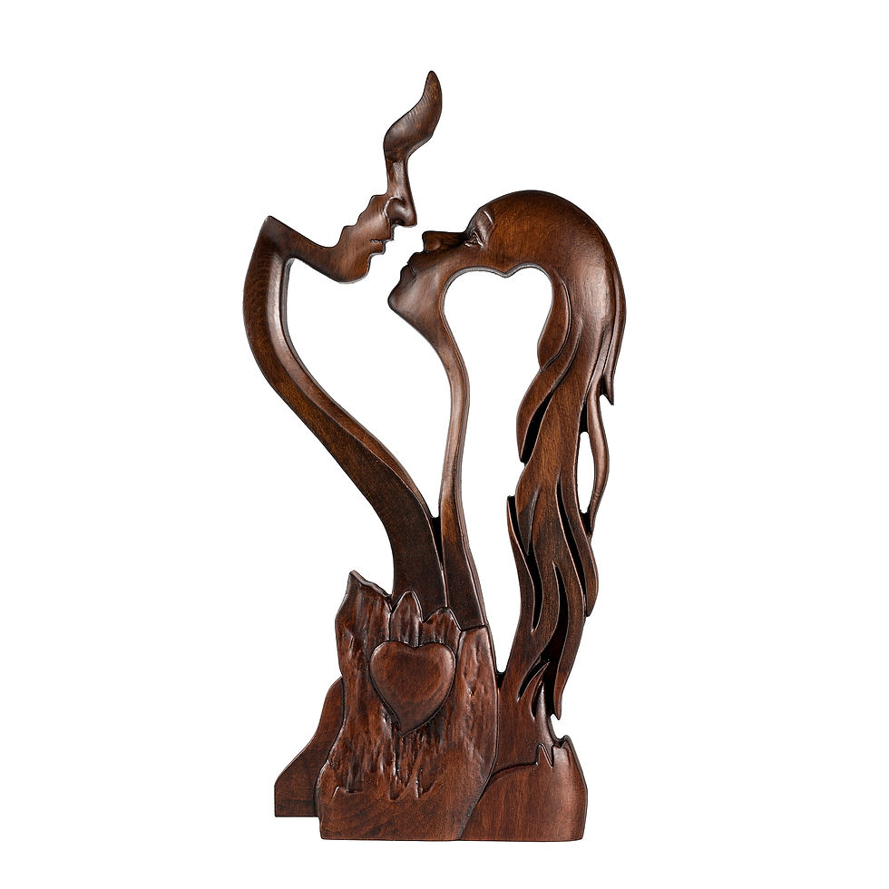 Thumbnail: Eternal Love Home Decor Wooden Decor, Tabletop Sculpture, Couple Kissing Love Ar