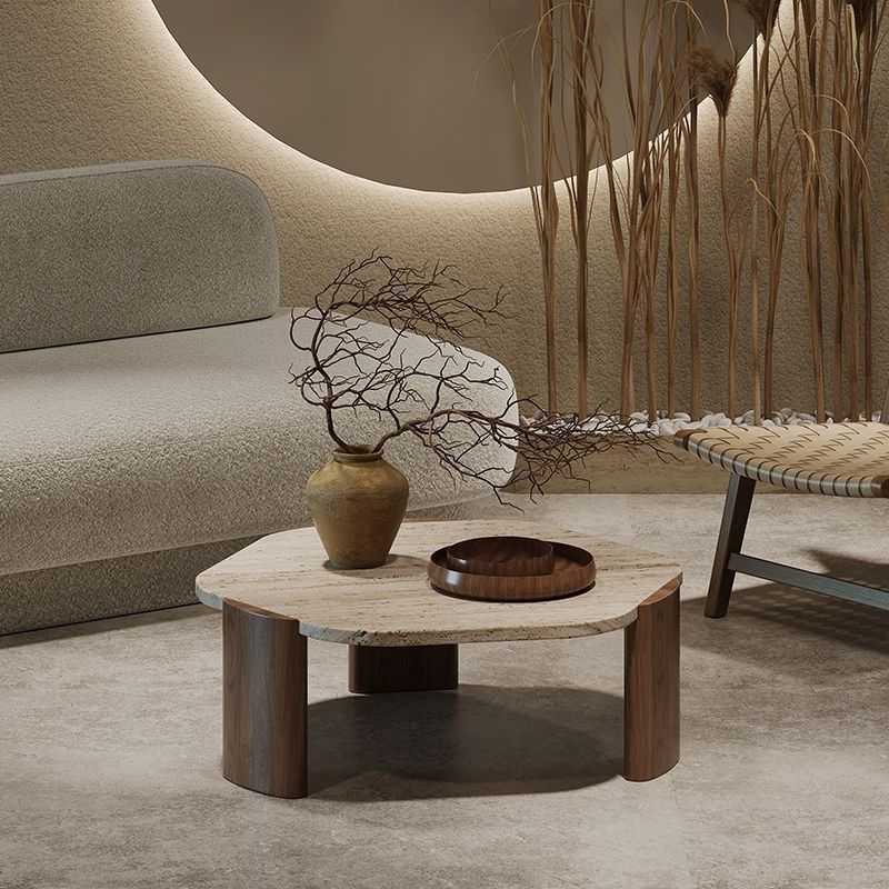Thumbnail: Solid wood travertine coffee table small tea small apartment living room househo