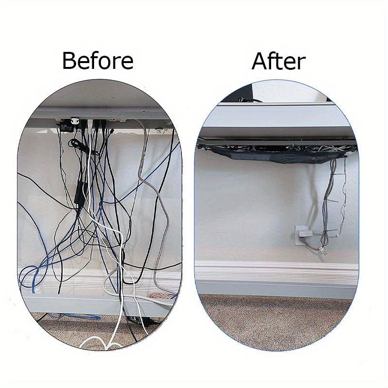 Thumbnail: Cable Management Tray with Mesh Design & Ergonomic Handles - Under Desk Organize
