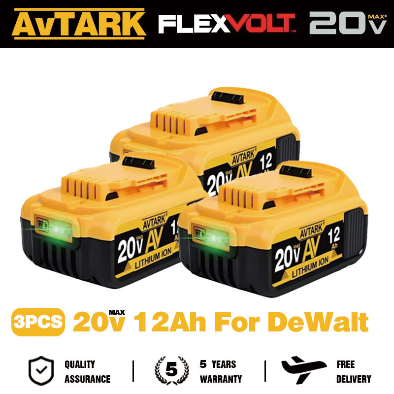 Thumbnail: For Dewalt 20v 12Ah，For Original Dewalt Battery DCB606，DCB205，DCB206，DCB