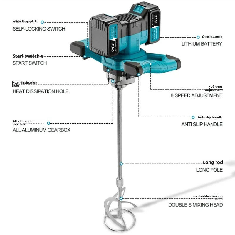 Thumbnail: Cordless power tools 6-Speed‌ Handheld Ice Auger Dril Electric Earth Auger Con