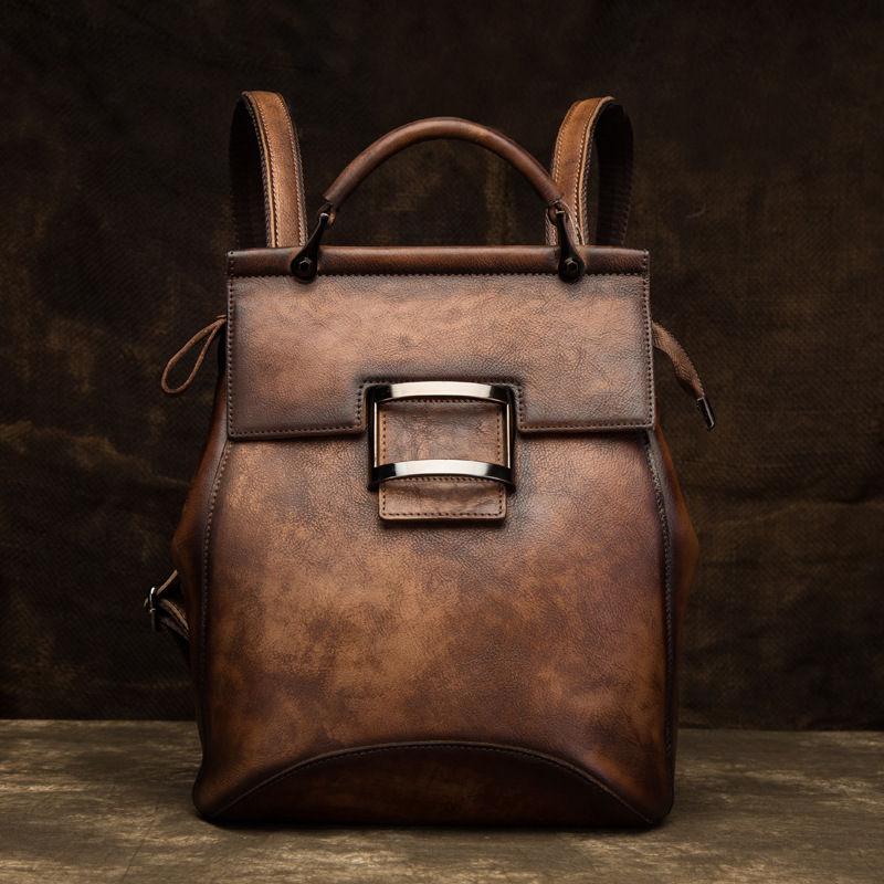 Thumbnail: Women's Bag High Quality Vintage Backpack For Women Luxury Genuine Leather Backp