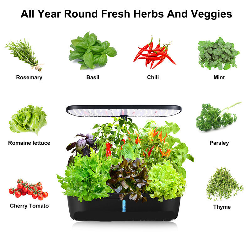 Thumbnail: 12 Holes-Hydroponic System Kits Indoor Soilless Cultivation Equipment LED Plant