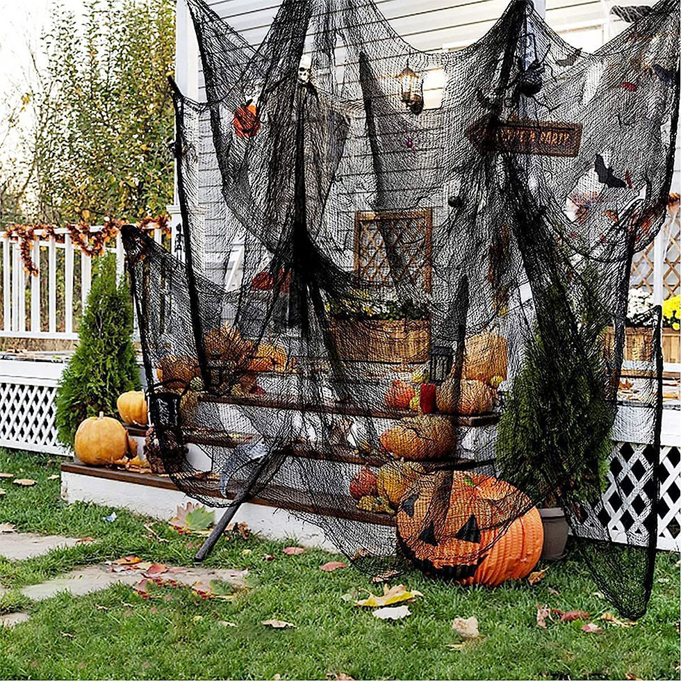 Thumbnail: Horror Halloween Decor,2m Black Creepy Gauze Cloth,Spider Webs,Black Gothic Goth