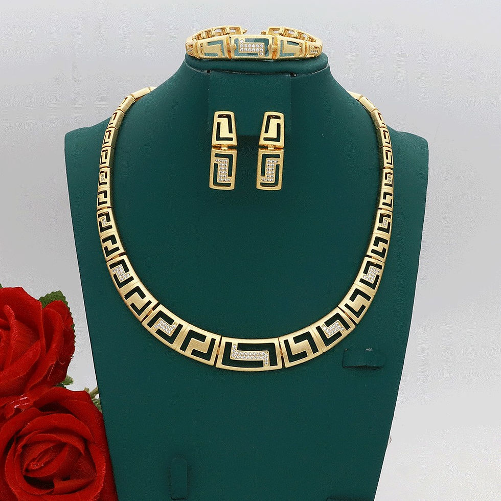 Thumbnail: Dubai Vintage Jewelry Sets For Women Luxury Design Shiny Zircon Gold Plated Neck