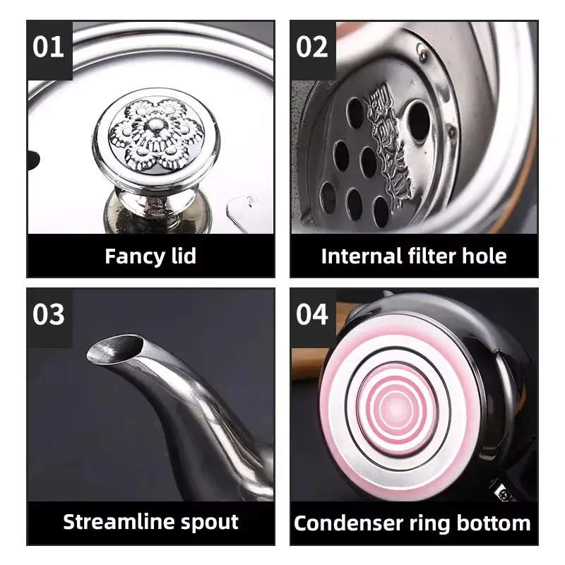Thumbnail: 2/1.5/1.2L Stainless Steel Teapot Kettle Tea Water Stove Coffee Pot Home Office
