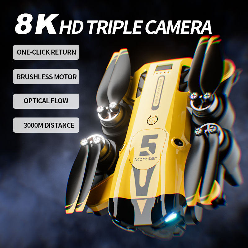 Thumbnail: 2024 New M5 Drone 8K Professional Triple Camera Brushless Motor Optical Flow Pos