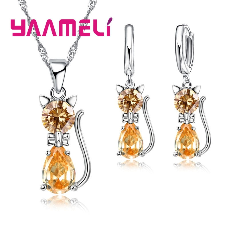 Thumbnail: Real 925 Sterling Silver Color Jewelry Sets for Woman Girls Shining Austrian Cry
