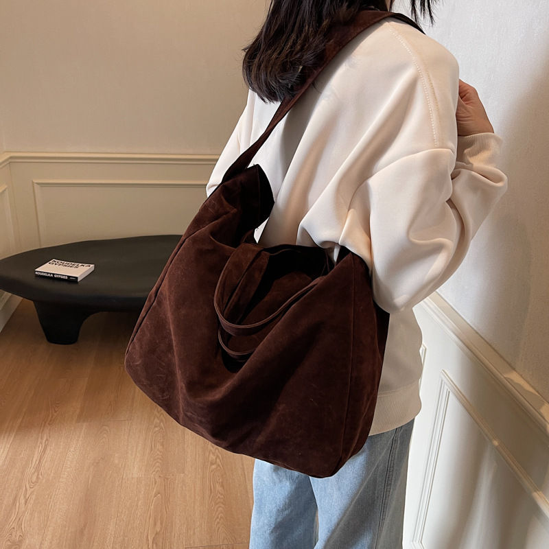 Thumbnail: Women's Tote Bags 2026 New Fashion Suede Vintage Large Shoulder Crossbody Bag fo