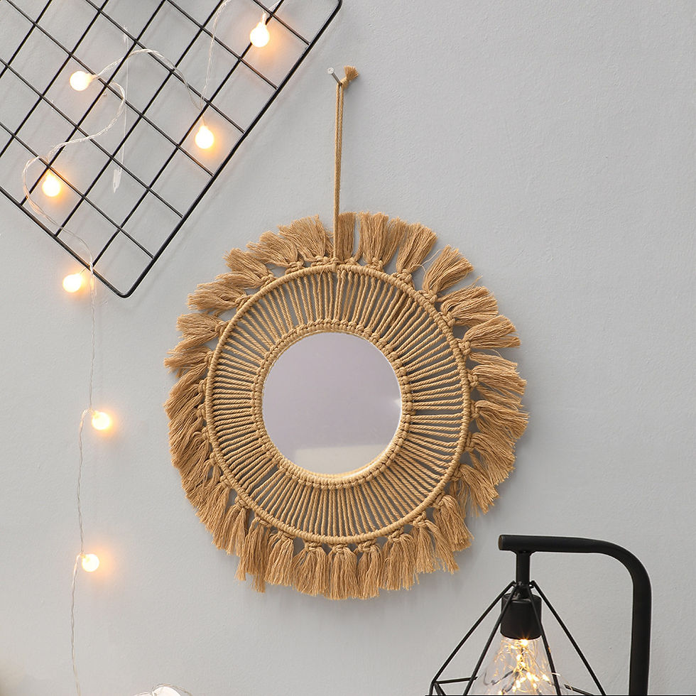 Thumbnail: Round Wall Mirrors Room Decor Hand Woven Decorative Mirror Wall Hanging Mirror f