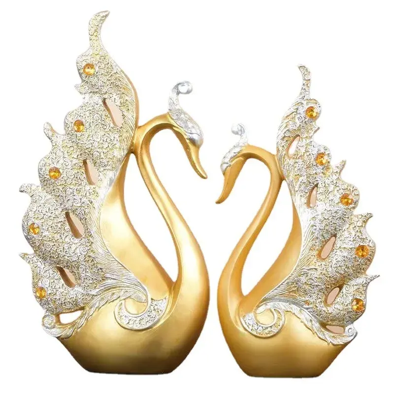 Thumbnail: Creative European Couple Swan Home Decor Living Room Entrance TV Cabinet Wine Ca
