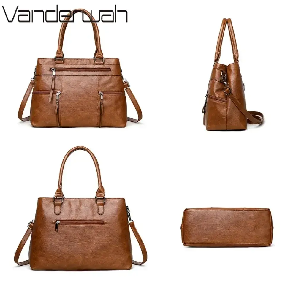 Thumbnail: Elegant Handbag for Women High Quality Leather Top-Handle Bags Purse Ladies Shou