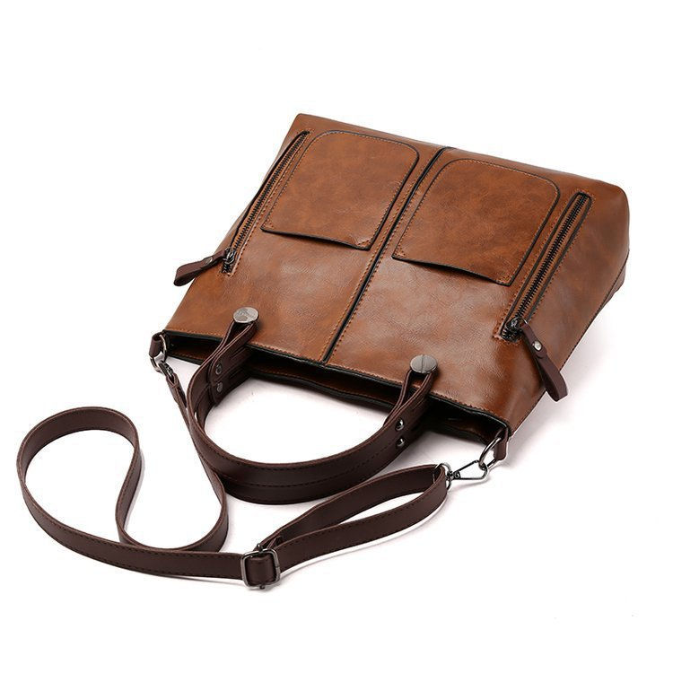 Thumbnail: Vintage Fashion Women's Handbag - Double Pocket PU Leather Shoulder/Crossbody Tr