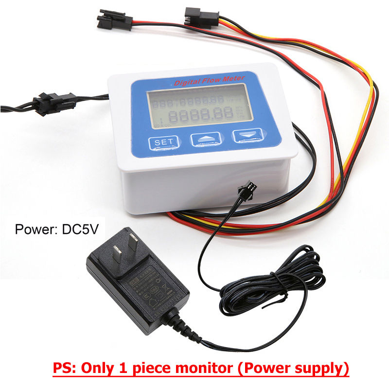 Thumbnail: Smart Digital Water Flow Meter Set LCD Flow Rate Monitor Inline Electronic Flow