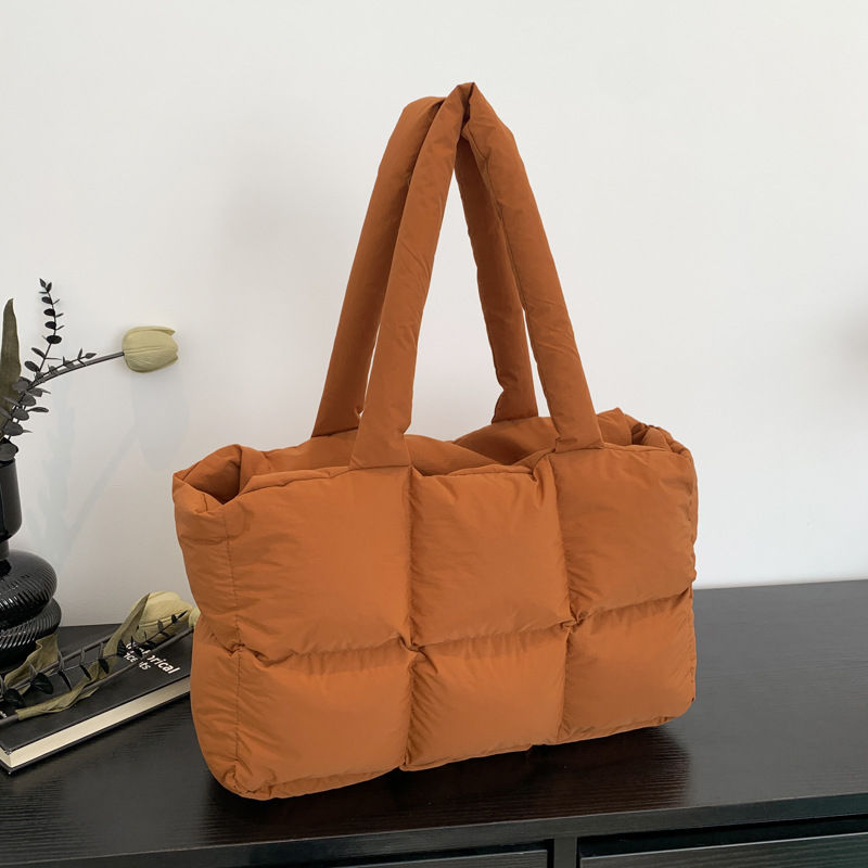 Thumbnail: Women Tote Handbags Quilted Plaid Bag Retro Trendy Checkered Waterproof Shoulder