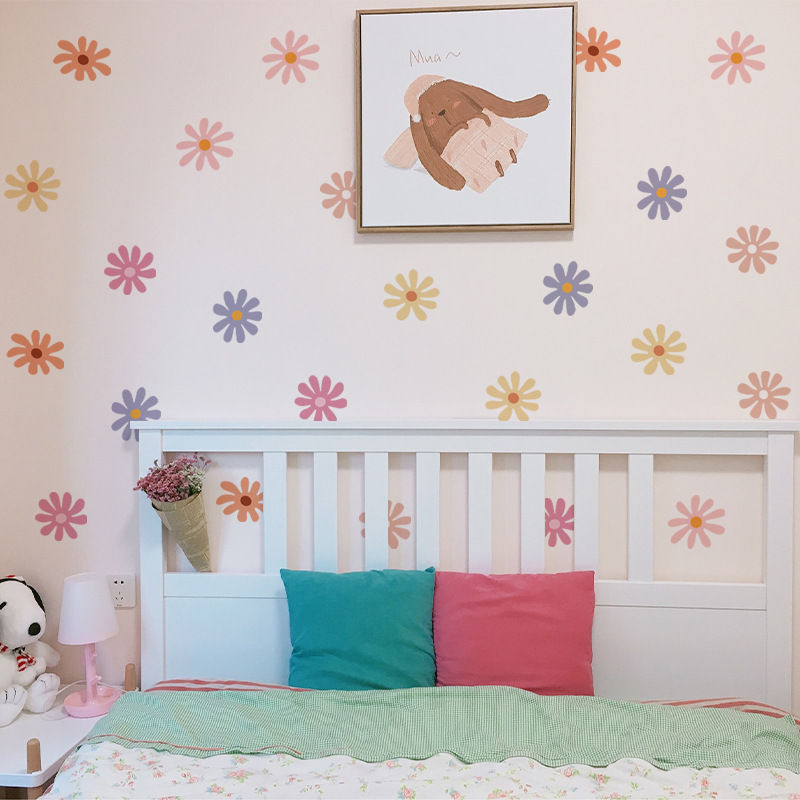 Thumbnail: Kids room decoration colorful daisy stickers for living room kindergarten decora