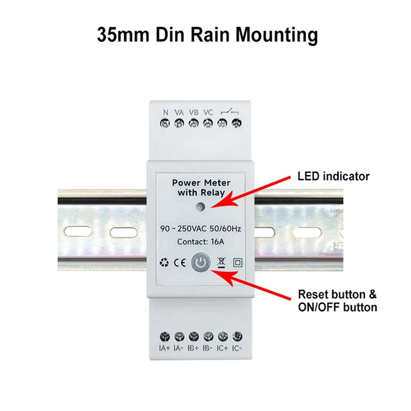 Thumbnail: 2X Tuya Smart Life Wifi Energy Meter Bidirectional 3 Phase With Dry Contact Swit