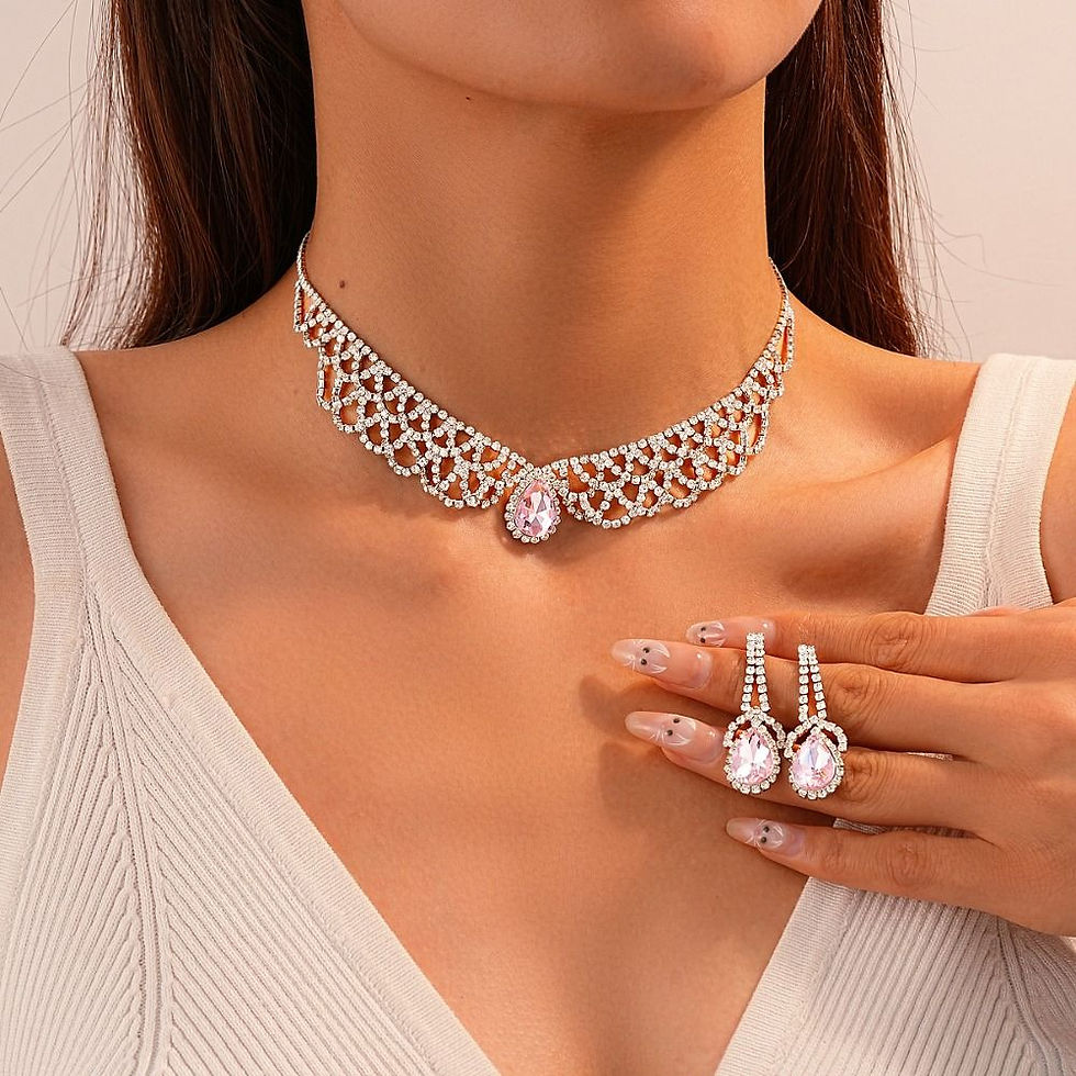 Thumbnail: Bridal Crystal Rhinestone Jewelry Set Shining Luxury Necklace Earrings Set Exqui