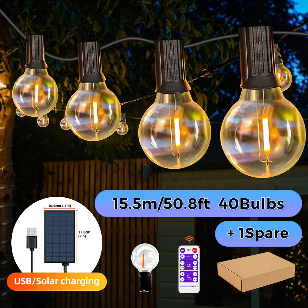 Thumbnail: Solar String Lights Outdoor G40 Patio Lights with LED Shatterproof Bulbs,Weather