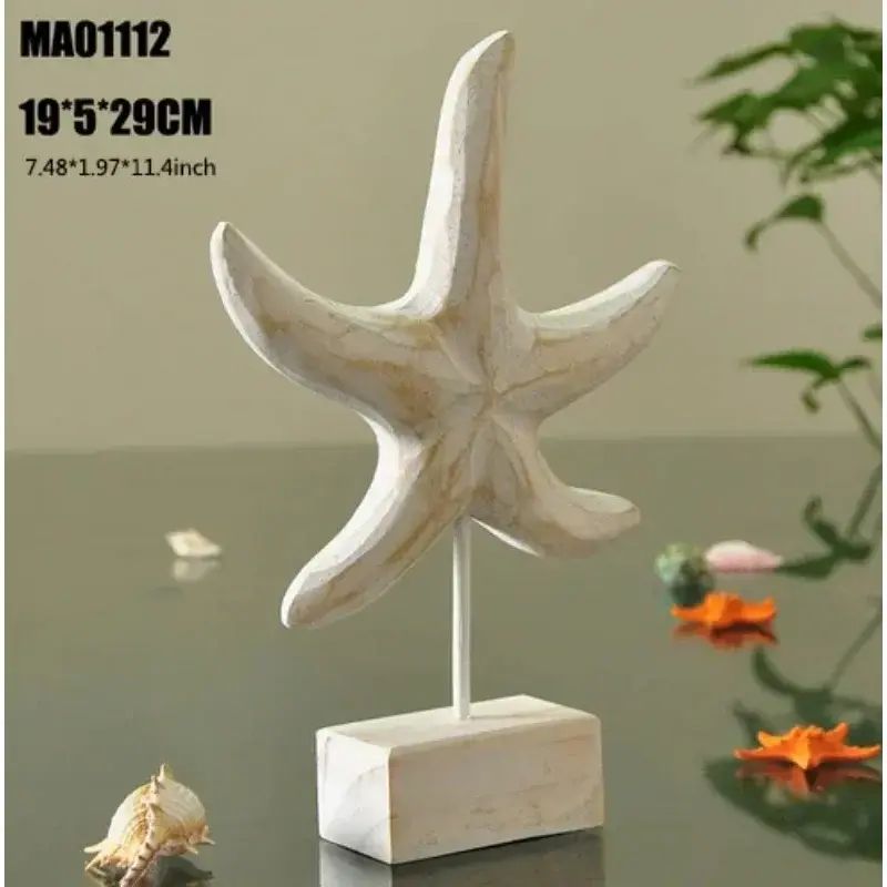 Thumbnail: Mediterranean Style Home Decoration Accessories Wooden Crafts Starfish Conch Hip