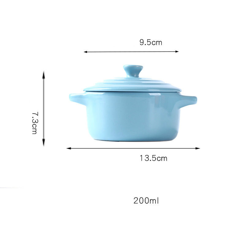 Thumbnail: Hot Mini Ceramic Soup Stock Pot With Cover Kids Children Stew Egg Bowl Lid Sauce