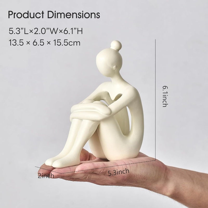 Thumbnail: Resin Bookshelf Decoration Abstract Reading Woman Thinker Statue Ornaments Creat