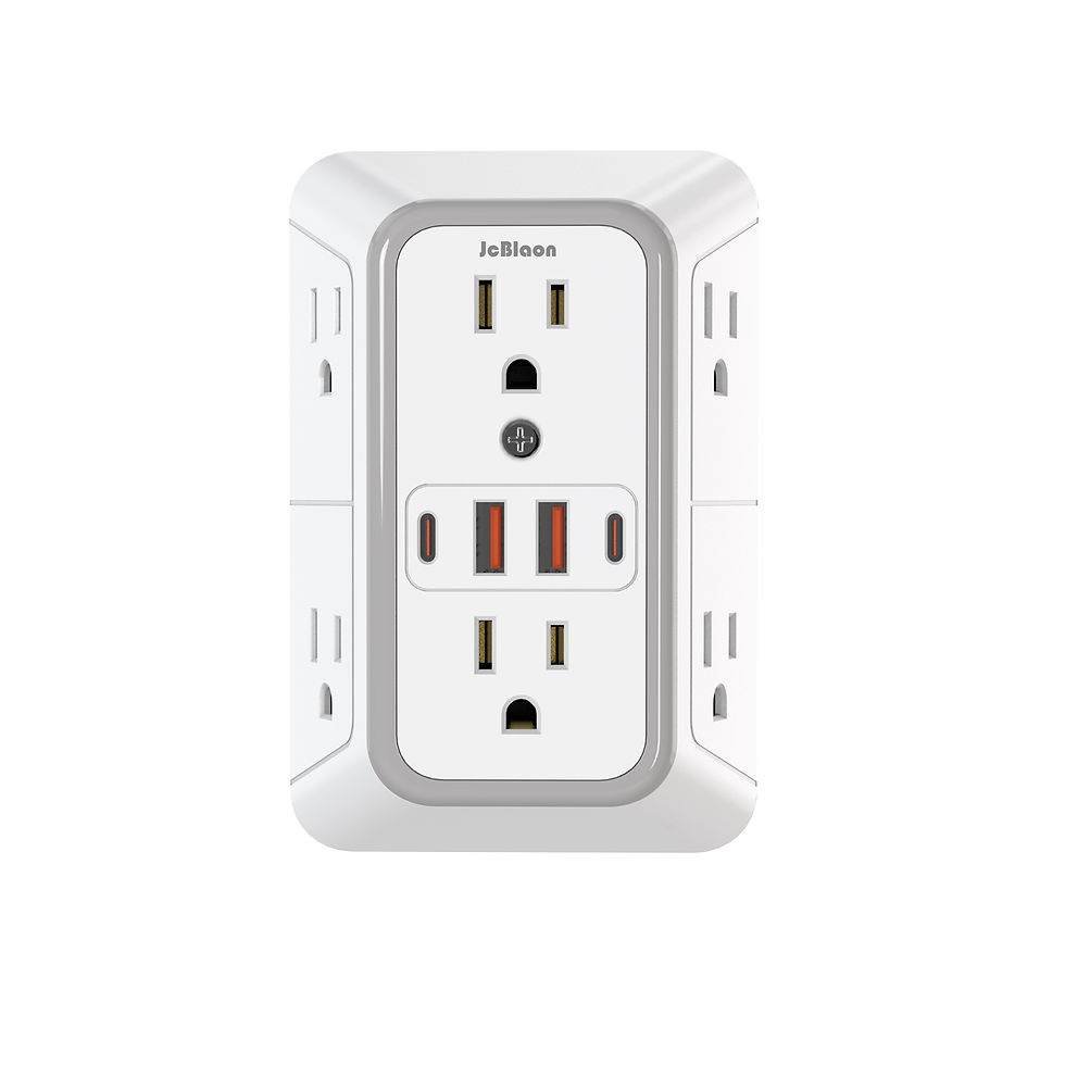 Thumbnail: US Plug Power Strip with 6 AC Outlets 4 USB Port(2 Type C), Multi Socket Wall So